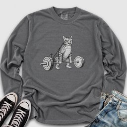 Deadlift Cat Long Sleeve Tee