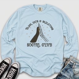 Black Cats & Skeletons Long Sleeve Tee
