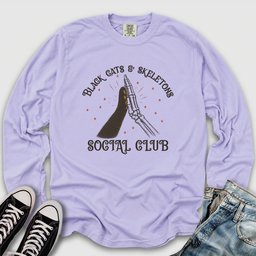 Black Cats & Skeletons Long Sleeve Tee