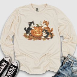 Cute Fall Kittens Long Sleeve Tee