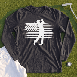 USA Flag Golfer Long Sleeve Tee