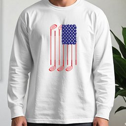 USA Flag Clubs & Balls Long Sleeve Tee