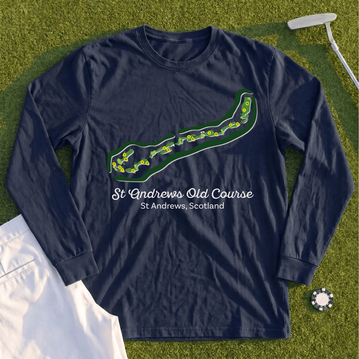 St Andrews Course Map Long Sleeve Tee
