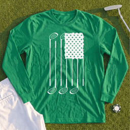 USA Flag Clubs & Stars Long Sleeve Tee