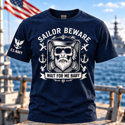 Sailor Beware Wait For Me Baby T Shirt Hoodie Baseball Cap Gift For Navy Veterans T-shirt Navy