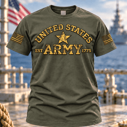 United States Army Est 1775 T Shirt Hoodie Baseball Cap Gift For Men T-shirt Army Green