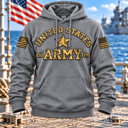 United States Army Est 1775 T Shirt Hoodie Baseball Cap Gift For Men Hoodie Gray