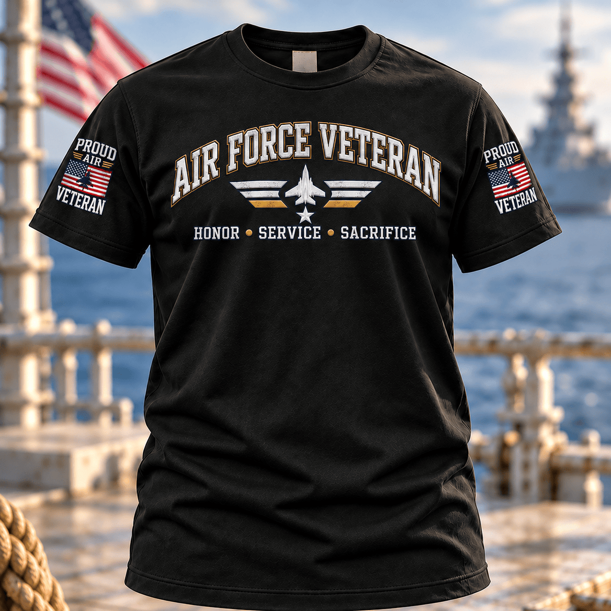 Air Force Veteran Fighter Jet Honor Service Sacrifice T Shirt Hoodie Baseball Cap Gift For Men T-shirt Black