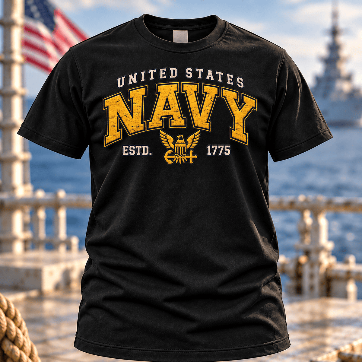 United States Navy Est 1775 T Shirt Hoodie Baseball Cap Gift For Men T-shirt Black