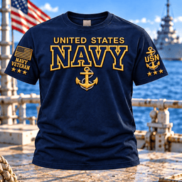 United States Navy Veteran Gold Anchor T Shirt Hoodie Baseball Cap Gift For Men T-shirt Navy