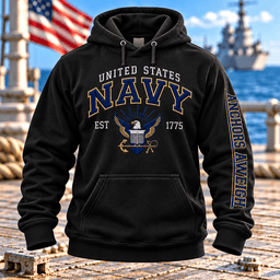 United States Navy Anchors Aweigh Est 1775 T Shirt Hoodie Baseball Cap Gift For Men Hoodie Black