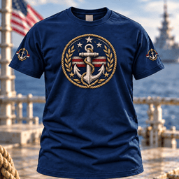 Patriotic Anchor American Flag Wreath T Shirt Hoodie Baseball Cap Gift For Sailors T-shirt Navy