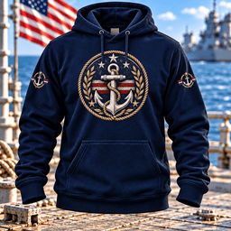 Patriotic Anchor American Flag Wreath T Shirt Hoodie Baseball Cap Gift For Sailors Hoodie Navy