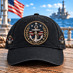 Patriotic Anchor American Flag Wreath T Shirt Hoodie Baseball Cap Gift For Sailors Baseball Cap Black