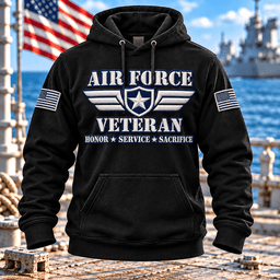 Air Force Veteran Winged Star Honor Service Sacrifice T Shirt Hoodie Baseball Cap Gift For Men Hoodie Black