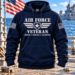Air Force Veteran Winged Star Honor Service Sacrifice T Shirt Hoodie Baseball Cap Gift For Men Hoodie Navy