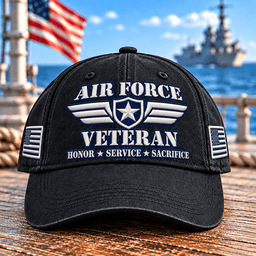 Air Force Veteran Winged Star Honor Service Sacrifice T Shirt Hoodie Baseball Cap Gift For Men Baseball Cap Black