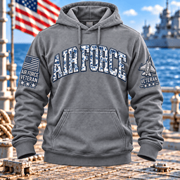 Air Force Veteran Camo Lettering T Shirt Hoodie Baseball Cap Gift For Men Hoodie Gray