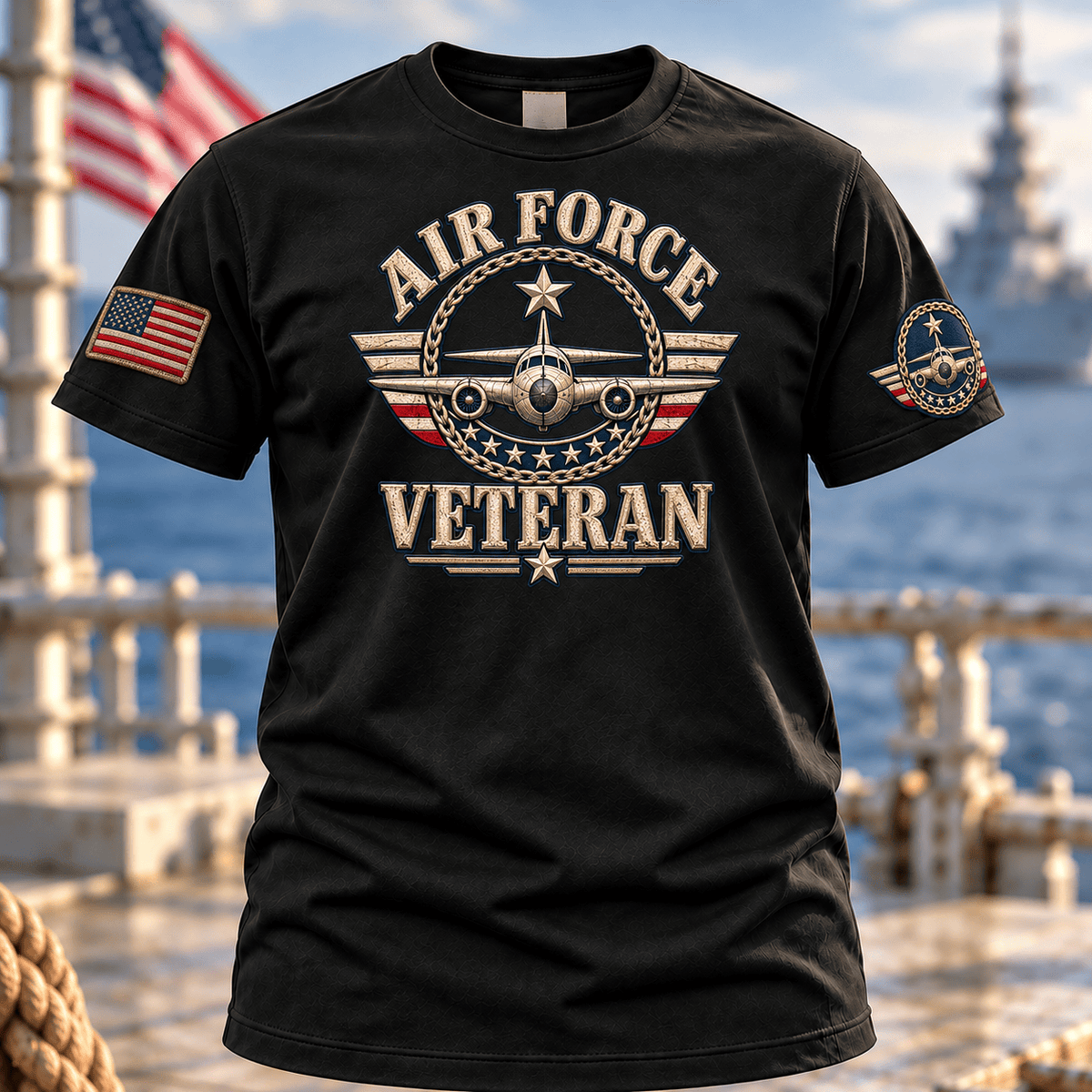 Air Force Veteran Aircraft Emblem T Shirt Hoodie Baseball Cap Gift For Men T-shirt Black
