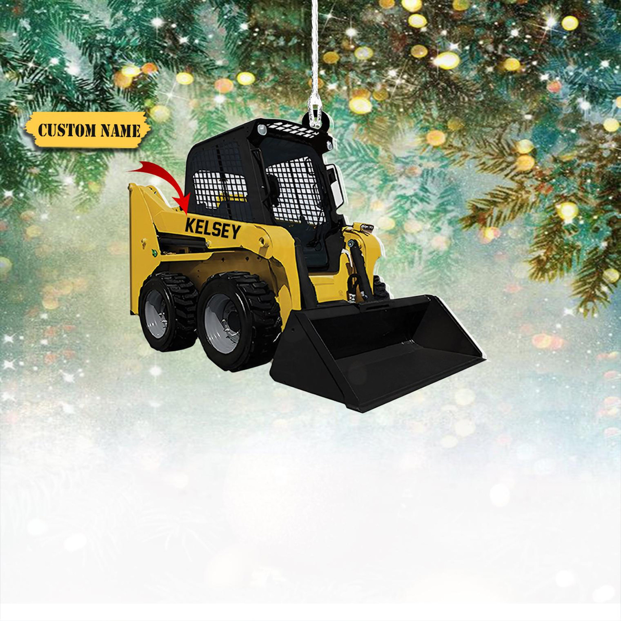 Loader Gift Personalized Skid Steer Loader 2D Flat Ornament, Custom Name Christmas ...