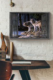 Vintage 3D Window View Gift Idea Wolf In The Forest Decor Framed Prints, Canvas Paintings Wrapped Canvas 8x10