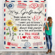Personalized To My Girlfriend Blanket Love Big Hug Air Mail Letter Sunflower Girlfriend For Her Birthday Valentines Day Christmas Fleece Throw Blanket