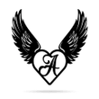 Heart With Angel Wings Monogram Cut Metal Sign Metal Wall Art Metal House Sign