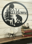 Large Metal Bear Welcome Sign - 30 Inch Rustic Metal Decor - Hunting Gift - Large Metal Sign