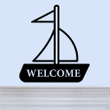 Welcome With Sailboat Marine Themed Laser Cut Solid Steel Decorative Home Accent Wall Sign Hanging