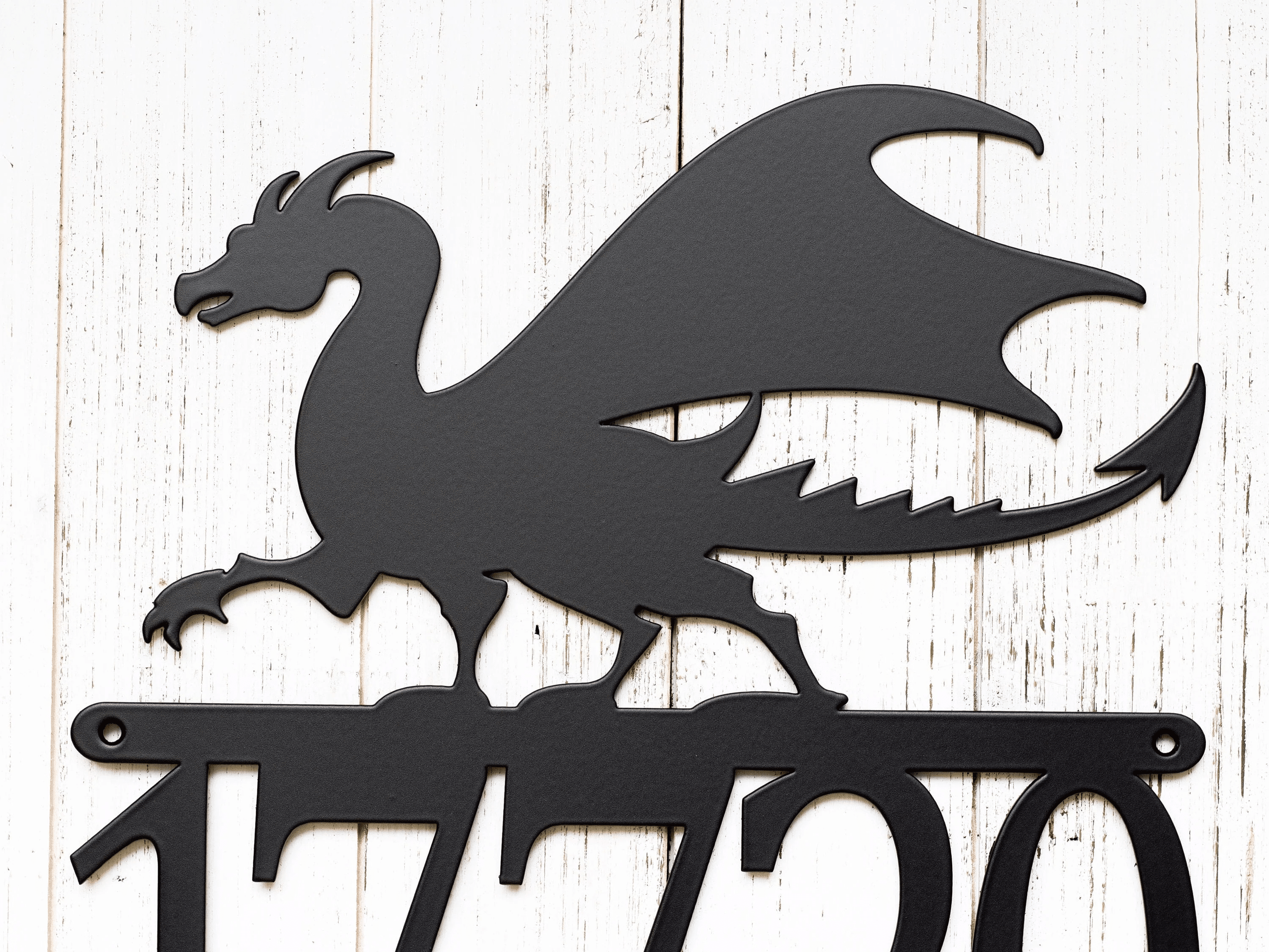 Metal Address Plaque With Dragon House Number Sign Outdoor Metal Wall Art Medieval Custom Sign Laser Cut Metal Matte