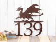House Number Sign With Dragon Metal Address Plaque Outdoor Metal Wall Art Medieval Fantasy Laser Cut Metal Matte Black