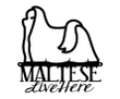 Maltese Live Here Metal Sign - Black Maltese Outdoor Sign Metal Wall Art Dog Lover Gift Door Sign