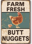 Vintage Metal Signs Chicken Coop Signs for Farm Yard Decor, Farm Tin Signs for Home Kitchen Outdoor Decor, Fresh Butt Nuggets Metal Wall Art