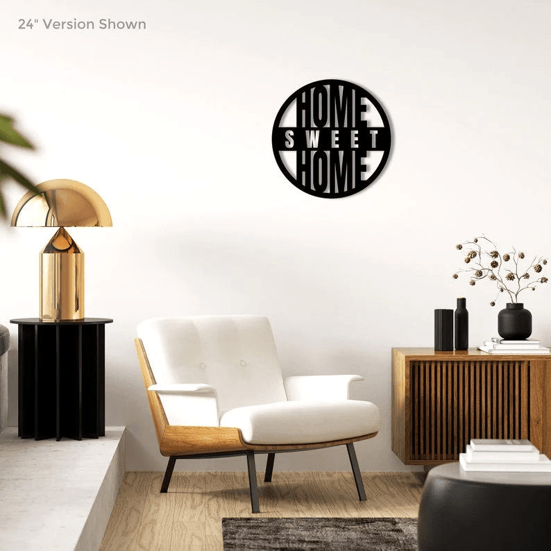 Home Sweet Home Metal Wall Art Sign Round Decorative Home Accent Wall Sign Ready To Hang Perfect Housewarming Gift