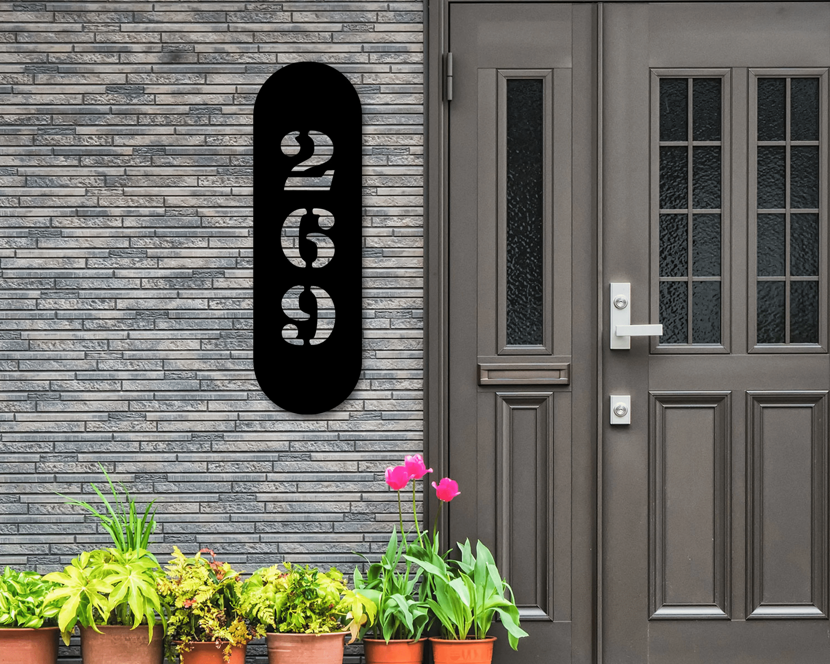 Mid Century Metal House Number Sign - Modern Address Sign - Metal Address Sign - Address Sign - Art Decor Address Sign -