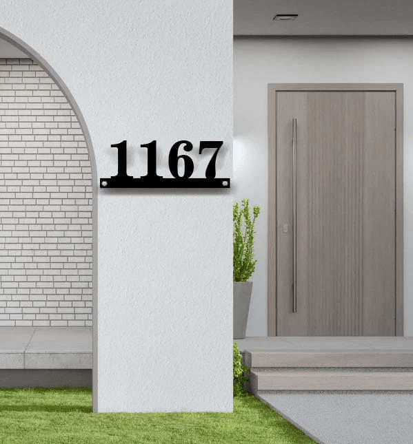 Mid Century Metal House Number Sign - Modern Address Sign - Metal Address Sign - Address Sign - Art Decor Address Sign -
