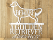 Metal Laser Cut Sign - Golden Retriever Gifts - Beware Of Dog Sign
