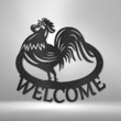 Welcome Rooster Metal Wall Art Sign Farm House Themed Metal Wall Art Welcome Metal Wall Plaque