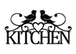 Kitchen Metal Sign With Song Birds And Heart - Black Outdoor Sign Kitchen Wall Art Wall Decor Wall Hanging