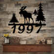 Wildlife Metal Address Marker With Moose And Pine Trees Outdoor Metal Sign Rustic Home Address Sign Custom Metal Sign