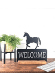 Horse Welcome Sign Farmhouse Welcome Sign Ranch Sign Horse Decor Metal Art Sign With Base Horse Sign Rustic Metal Sign