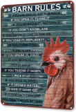 Metal Sign Chicken Barn Rules Tin Sign Vintage Chicken Coop Farm Metal Wall Decor Sign Farm Sign