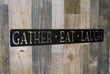 Gather Eat Laugh Kitchen Metal Sign Farmhouse Decor Dining Room Wall Words Raw Steel Rustic Modern Decoration