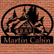 Monogram Cabin Nature Mountains Rustic Personalized Wedding Housewarming Weatherproof Metal Wall Art Metal Letter