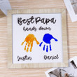 Custom Wood Sign Best Papa Hands Down Kids Handprint Frame With Name DIY Present Father's Day