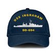 Uss Ingraham Dd-694 Classic Baseball Cap, Custom Print/embroidered Us Navy Ships Classic Cap, Gift For Navy Veteran