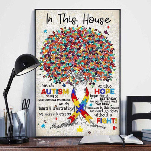 In This House We Do Autism We Do Meltdowns & Avoidance Autism Awareness - Matte Wall Art Gallery Canvas Painting, Canvas Hanging Home Decor Gift Idea Framed Prints, Canvas Paintings