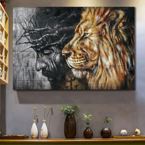 Jesus Painting, Crown Of Thorns, Lion Of Judah - Matte Wall Art Gallery Canvas Painting, Canvas Hanging Home Decor Gift Idea Framed Prints, Canvas Paintings