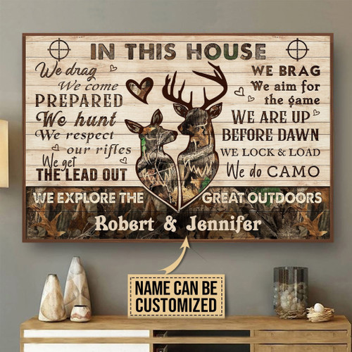 Personalized Canvas Painting Frames Home Decoration Deer Camo In This House  Framed Prints, Canvas Paintings