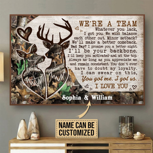 Personalized Canvas Painting Frames Home Decoration Deer Couple Camo Were A Team  Framed Prints, Canvas Paintings